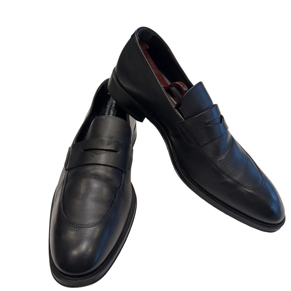 Boss Black Leather Penny Loafers